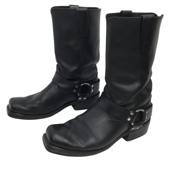 Vintage Durango Mens 11" Harness Boot Size 9.5EE Western Black Leather Square To - Picture 1 of 13
